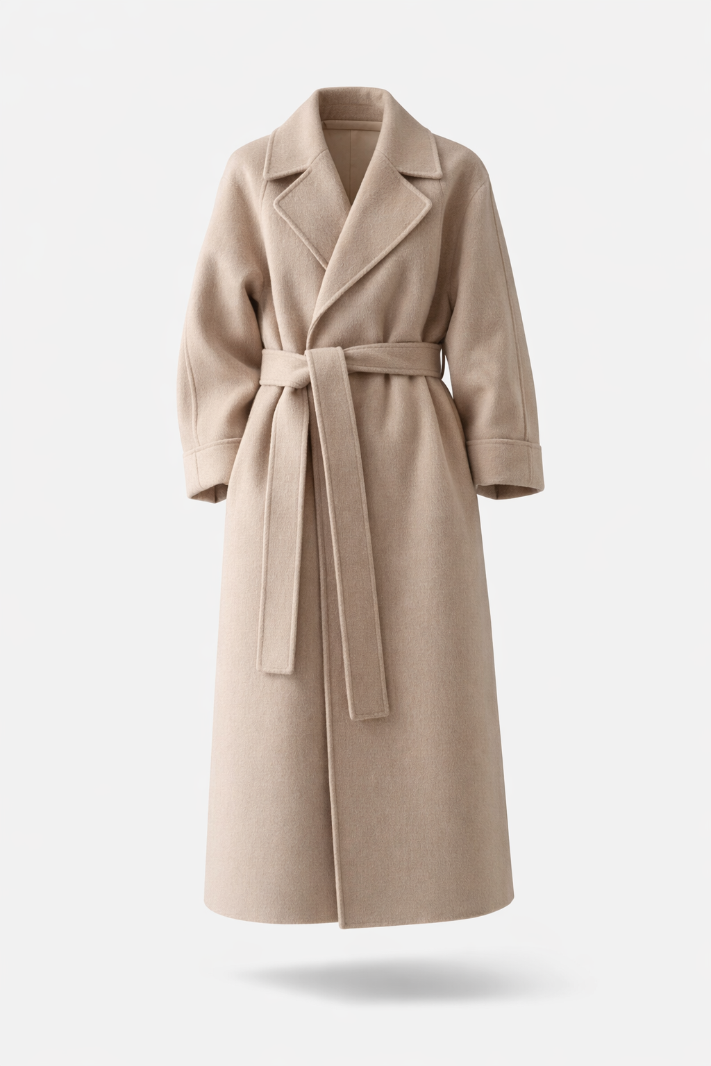 Manteau long droit à ceinture amovible