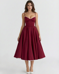 Robe midi satinée à corset cœur et jupe en tulle