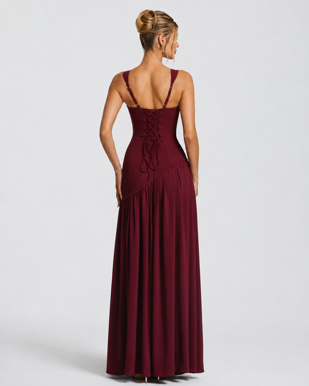 Robe longue fluide dans des tons d’automne