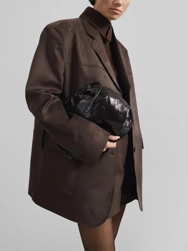 Blazer oversize en suédine chocolat