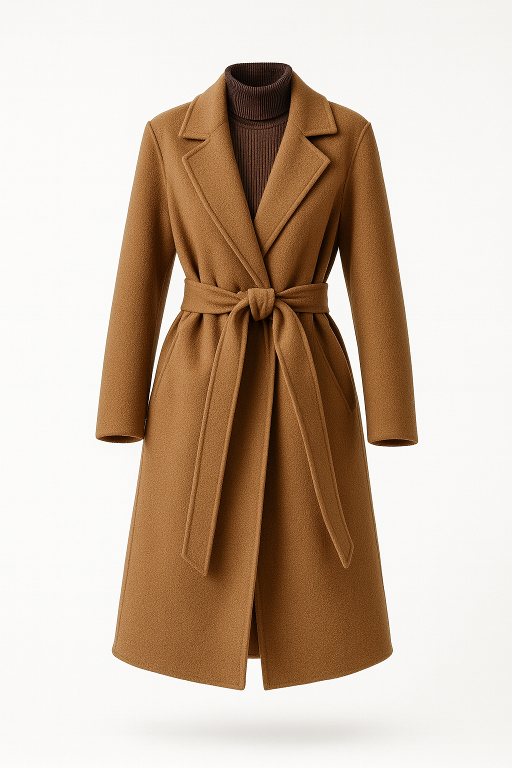 Manteau long en 100 % laine à fermeture à nœud