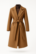 Manteau long en 100 % laine à fermeture à nœud