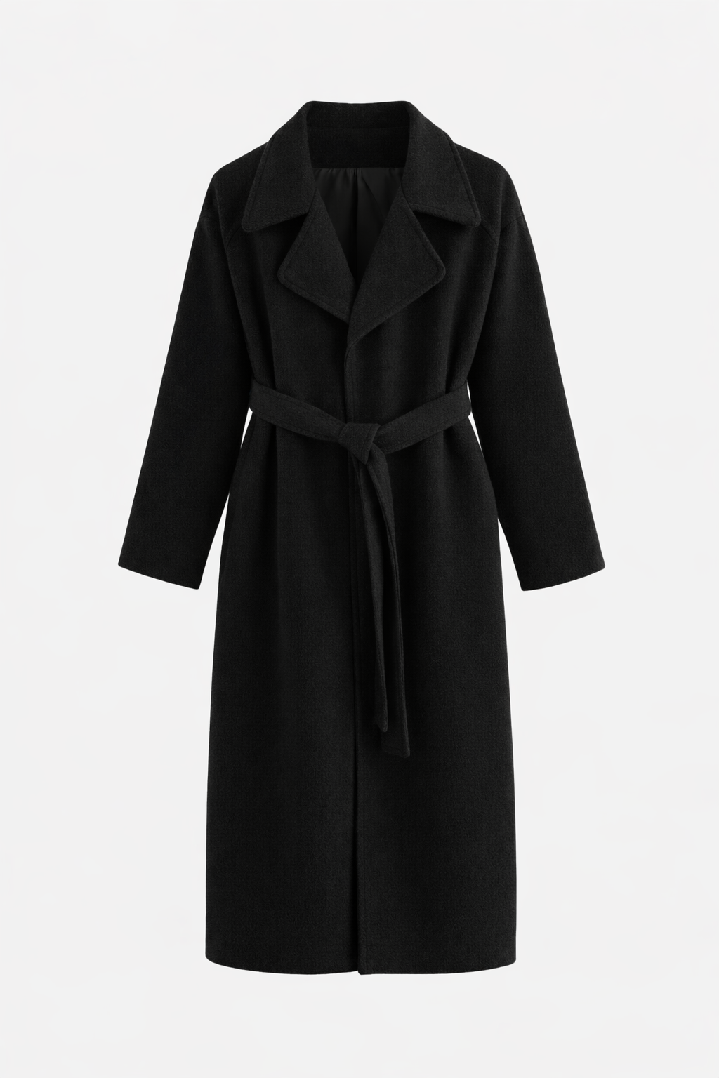Manteau long droit à ceinture amovible