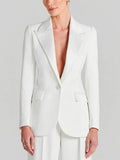 Blazer ivoire à col plissé