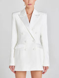 Blazer croisé en satin ivoire