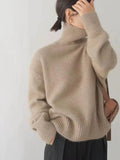 Pull à col roulé en maille fine effet cachemire