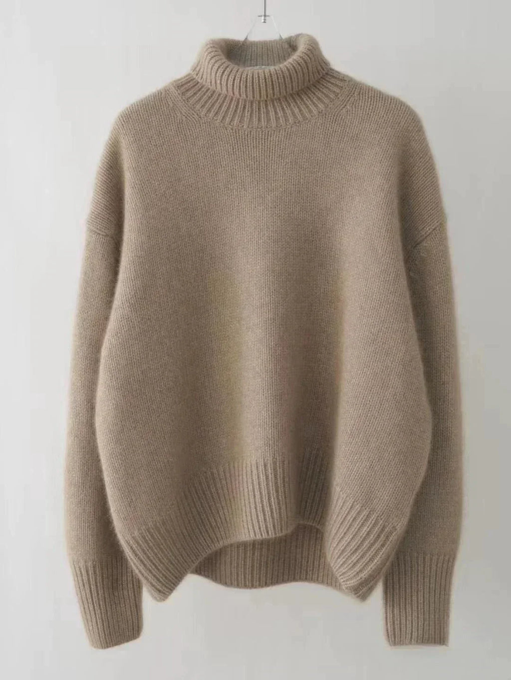 Pull à col roulé en maille fine effet cachemire
