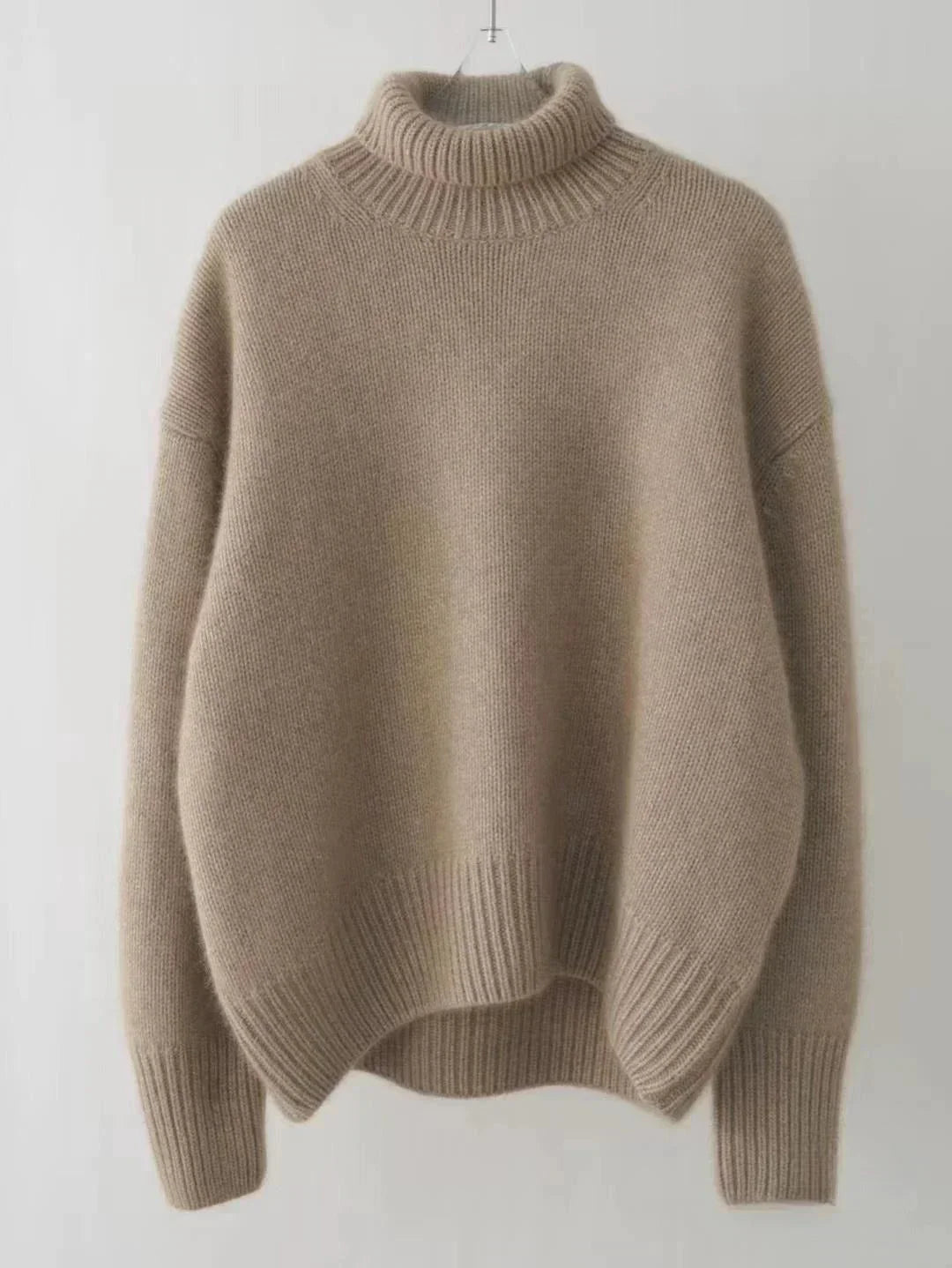 Pull à col roulé en maille fine effet cachemire