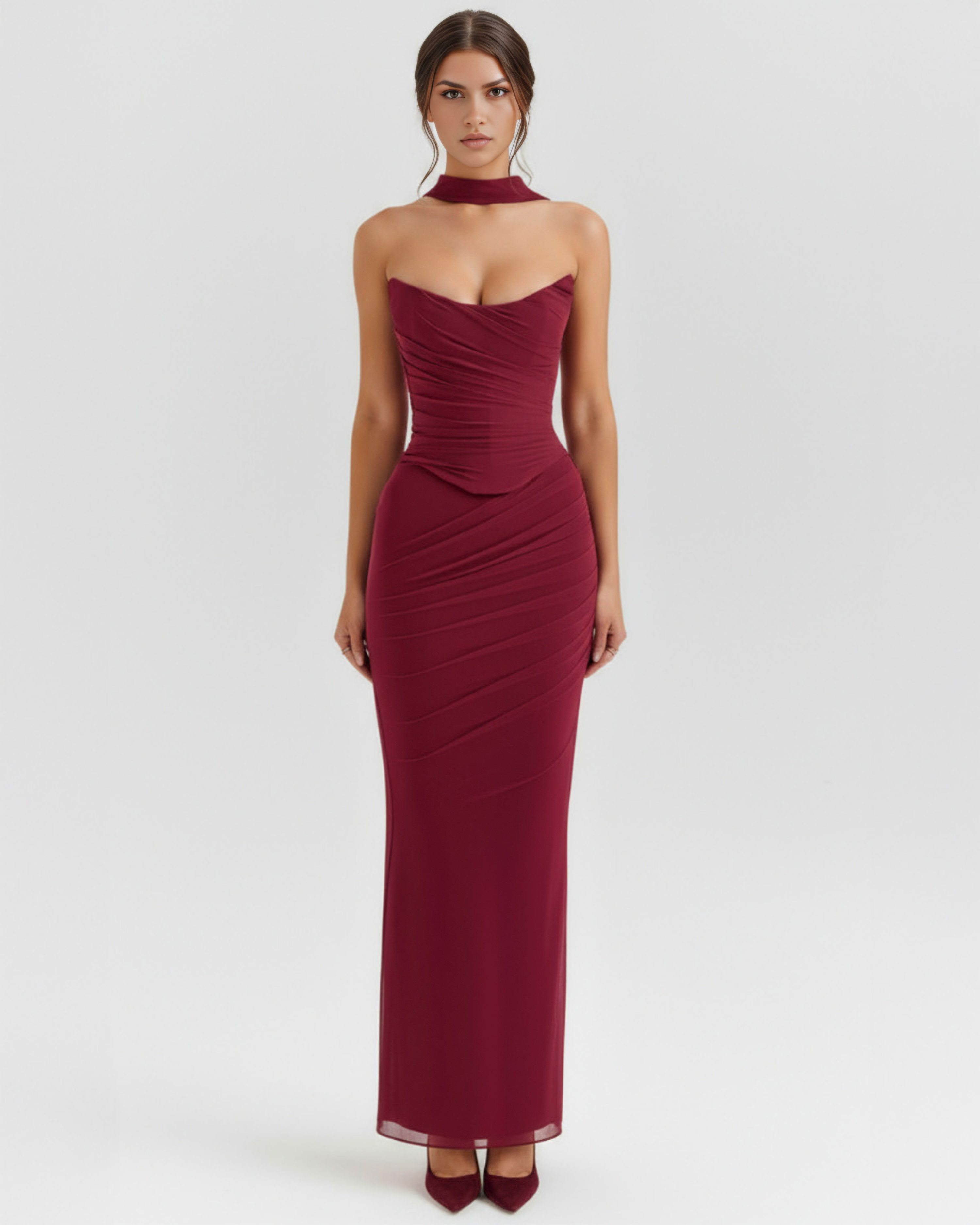 Ensemble long trois pièces en maille stretch avec corset