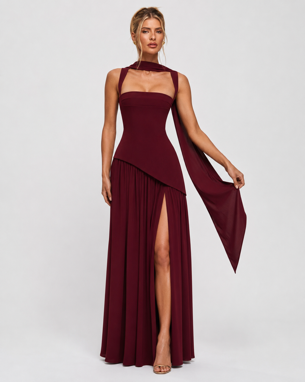 Robe longue fluide dans des tons d’automne