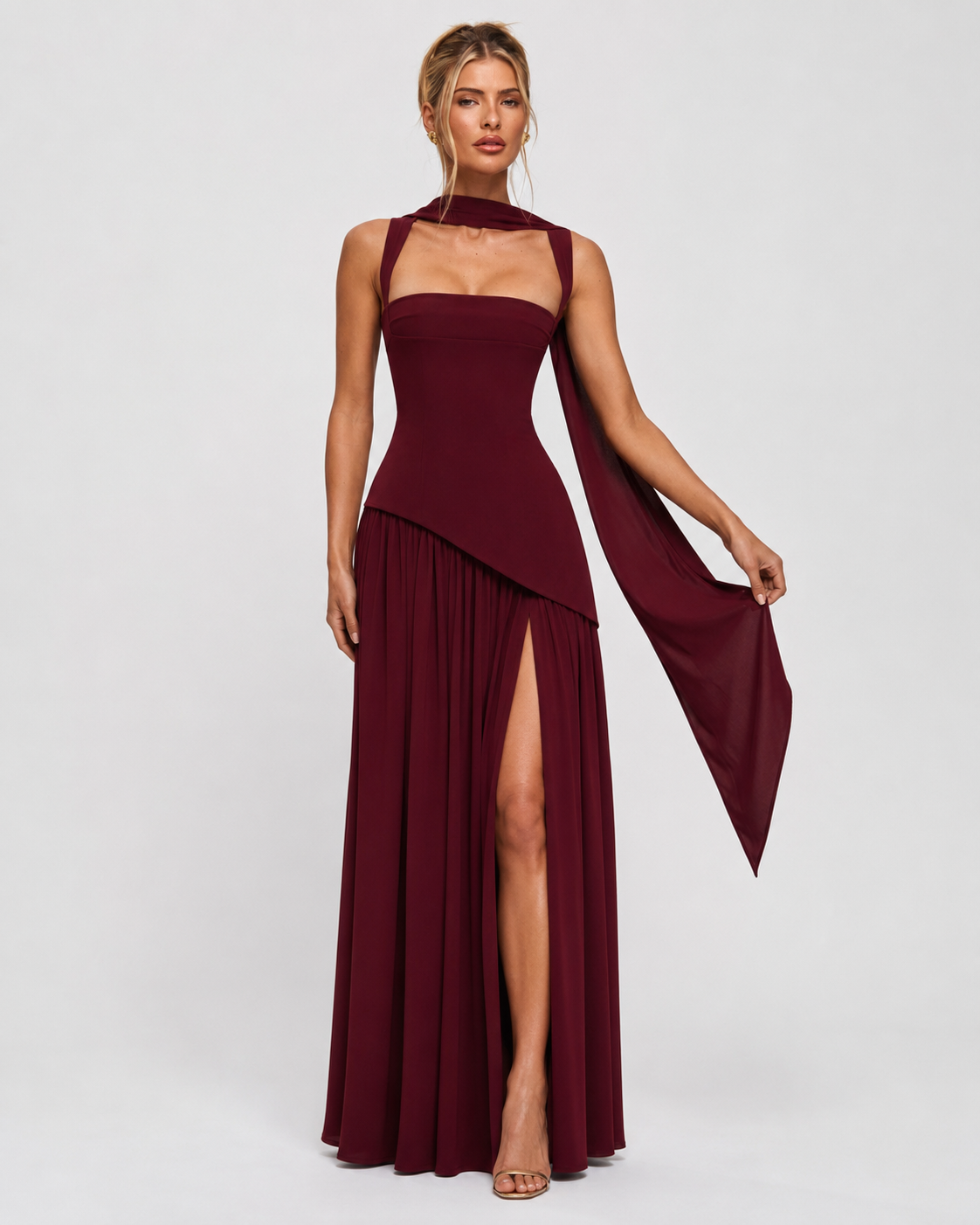 Robe longue fluide dans des tons d’automne