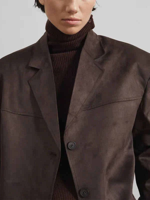 Blazer oversize en suédine chocolat