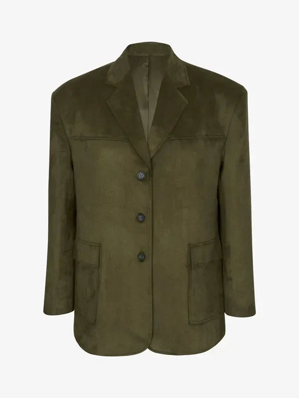 Blazer oversize en suédine kaki