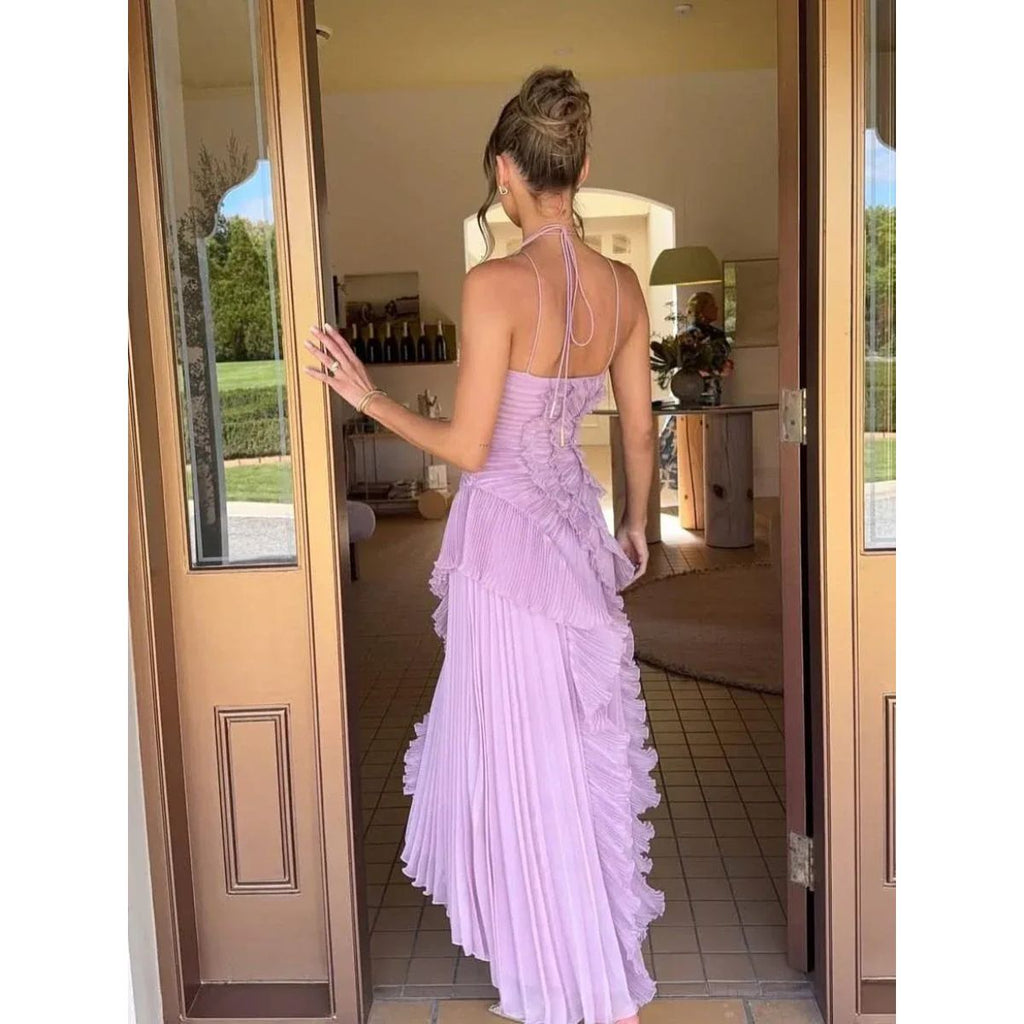 Robe plissée à détail de volants