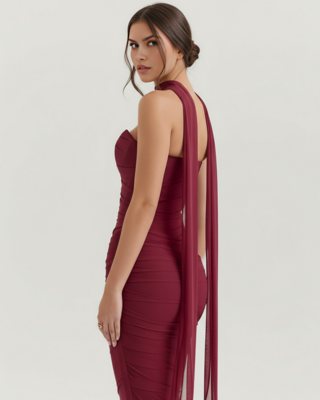 Ensemble long trois pièces en maille stretch avec corset