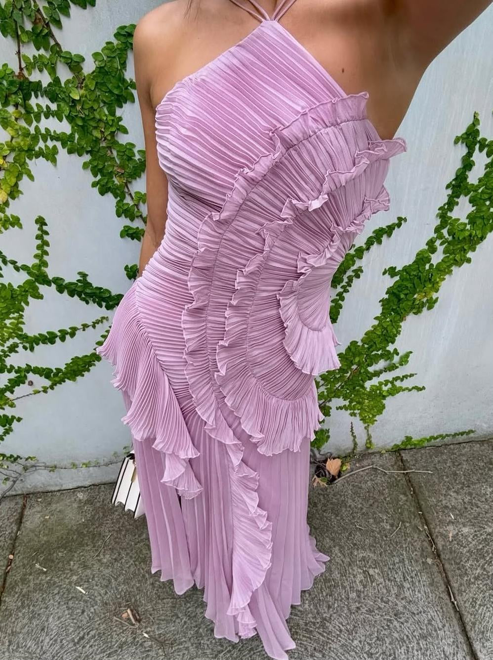Robe à volants dans un ton parme