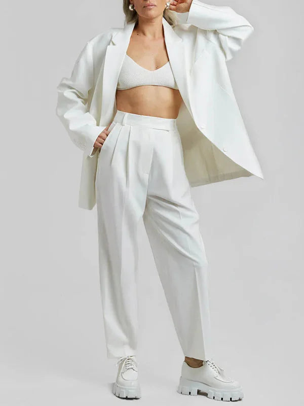 Blazer ivoire à la coupe oversize