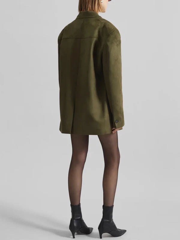 Blazer oversize en suédine kaki