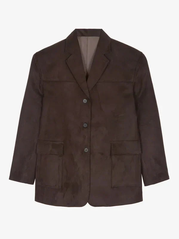 Blazer oversize en suédine chocolat