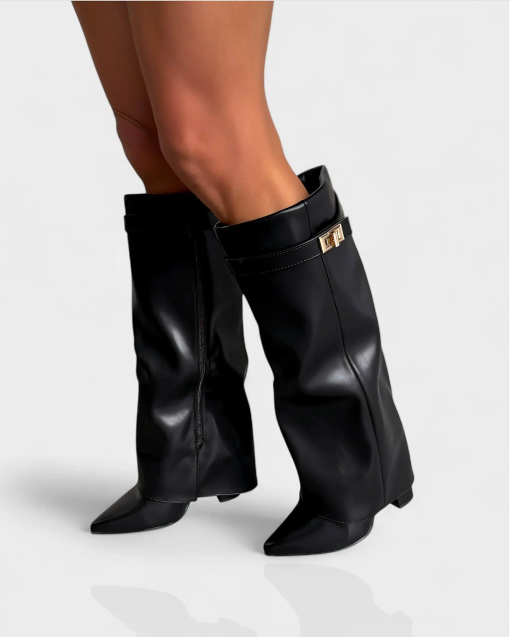 Bottes hautes en cuir noir