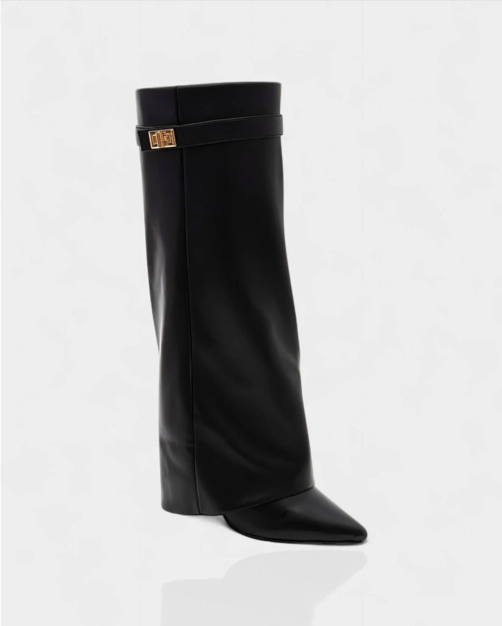 Bottes hautes en cuir noir