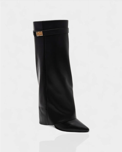 Bottes hautes en cuir noir