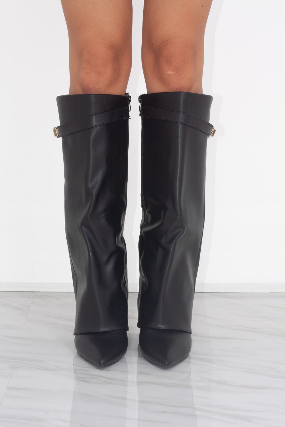 Bottes hautes en cuir noir