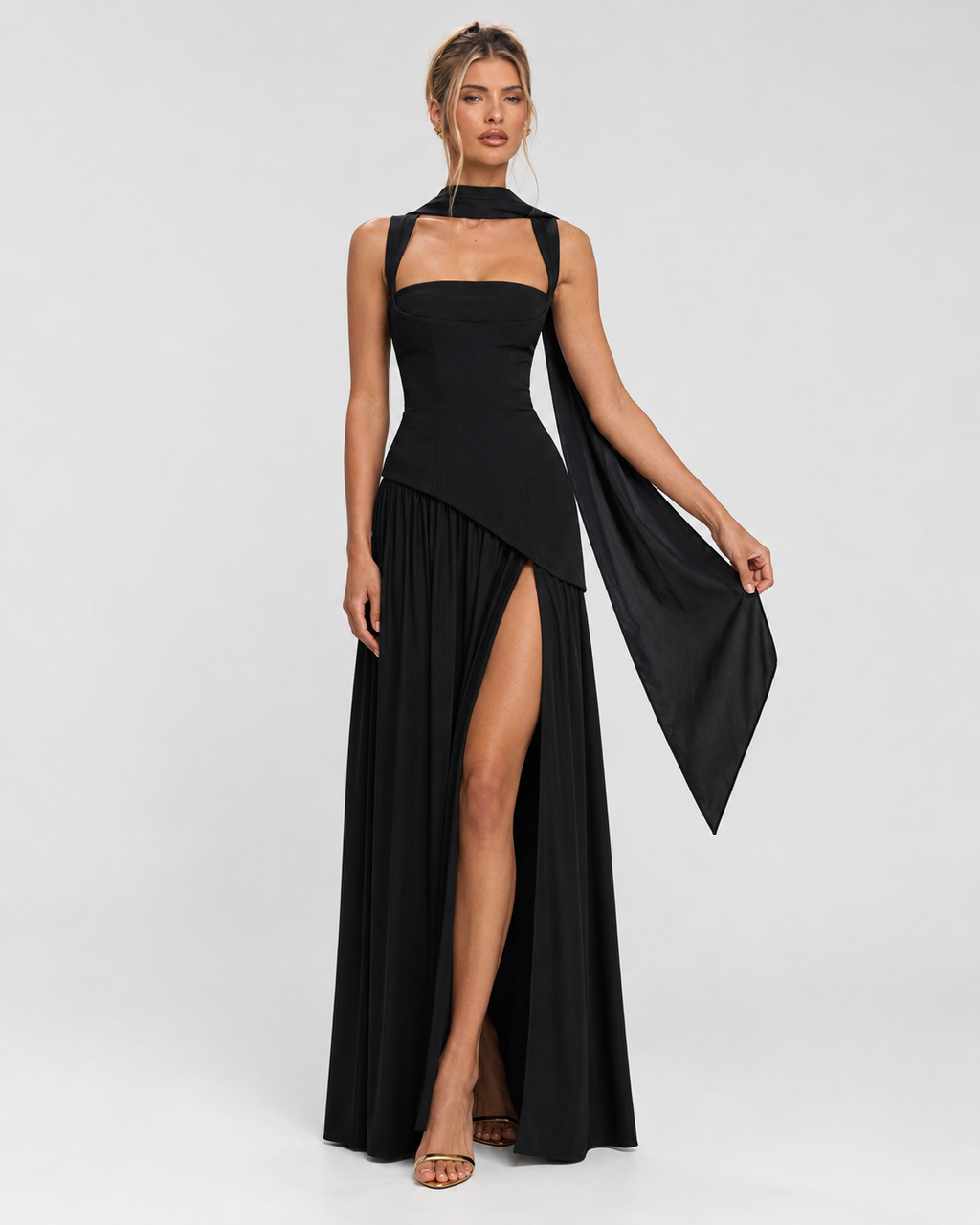 Robe longue fluide dans des tons d’automne