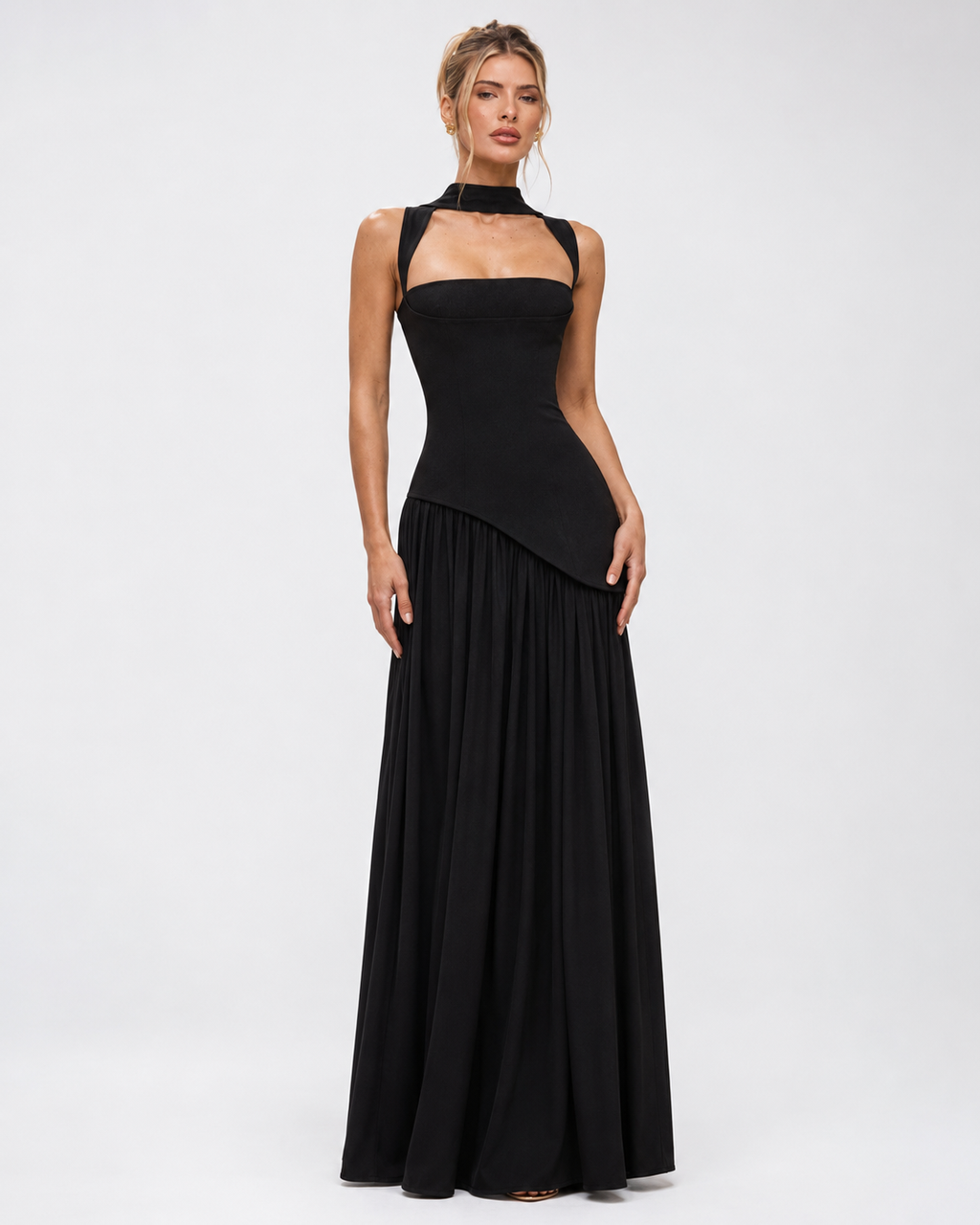Robe longue fluide dans des tons d’automne