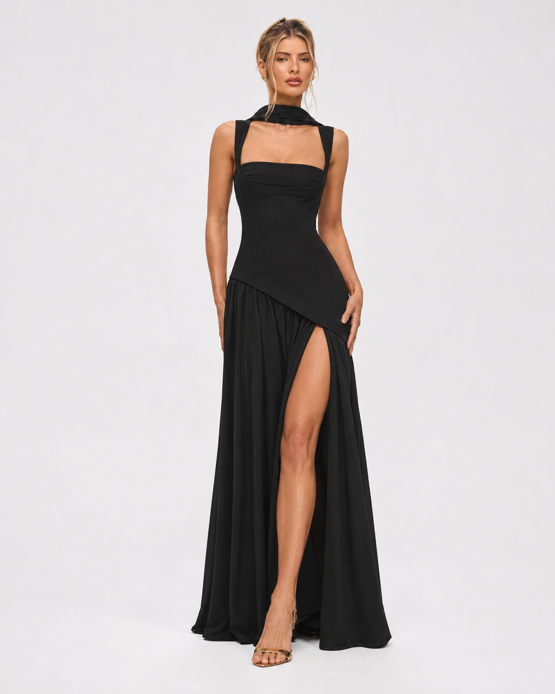 Robe longue fluide dans des tons d’automne