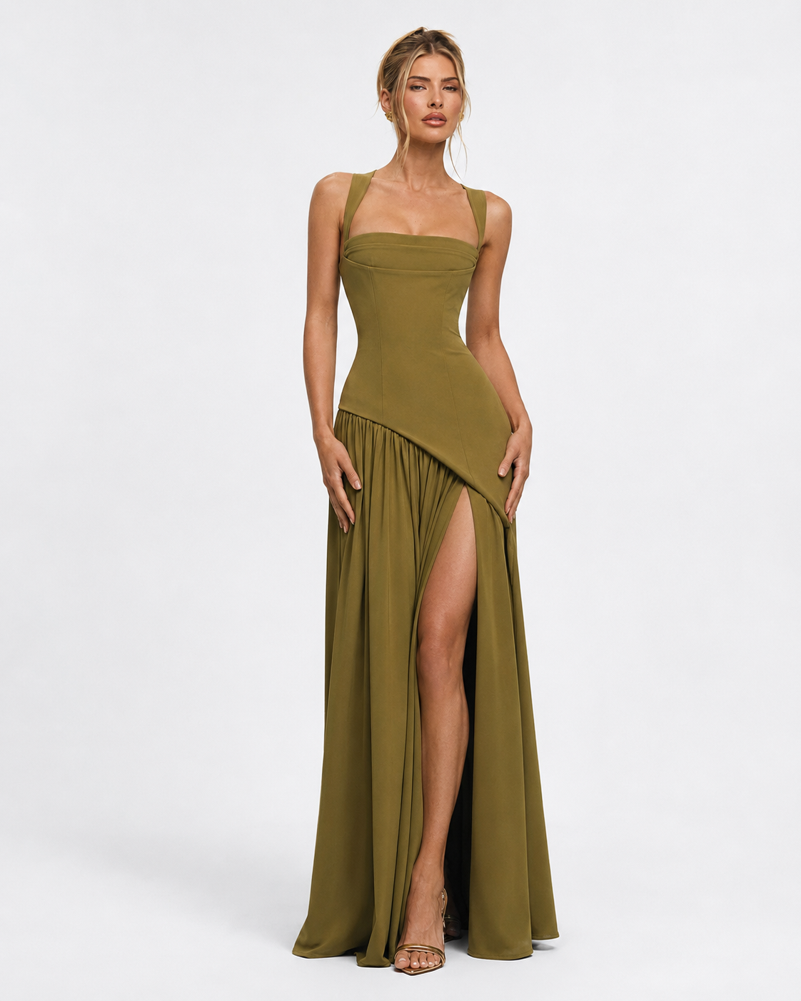 Robe longue fluide dans des tons d’automne