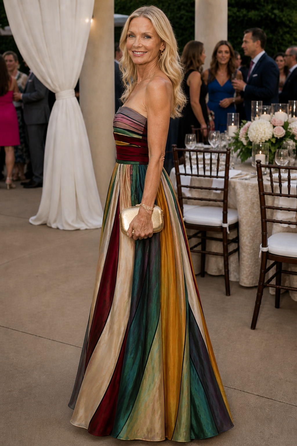 Robe évasée sans bretelles à la ligne en A