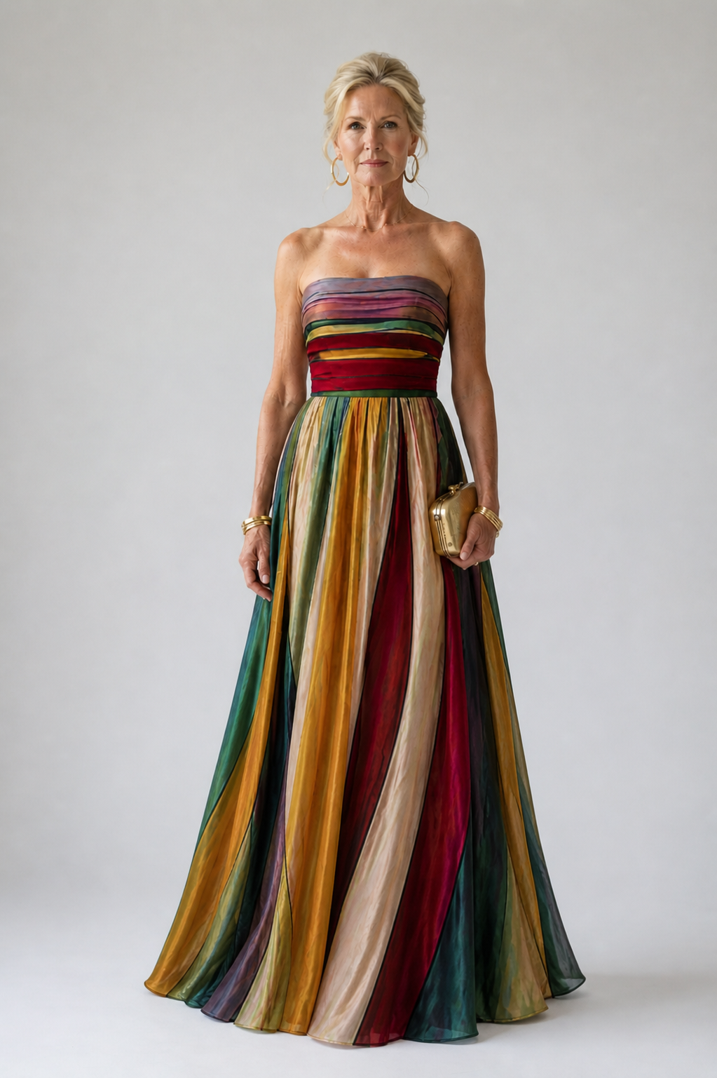 Robe évasée sans bretelles à la ligne en A