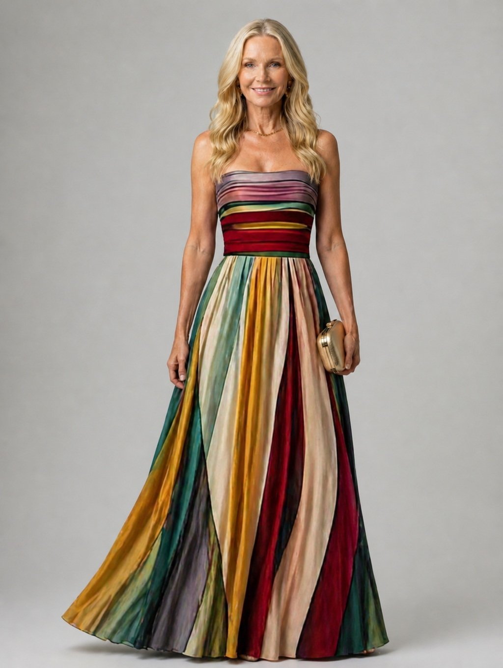 Robe évasée sans bretelles à la ligne en A