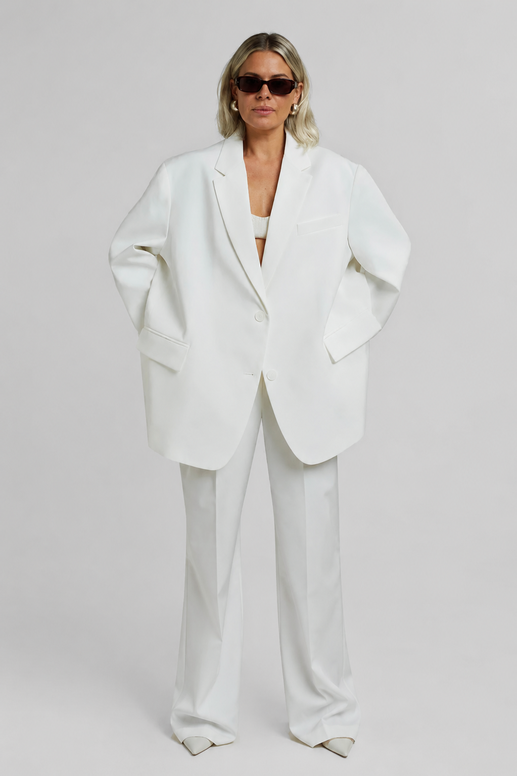 Blazer ivoire à la coupe oversize