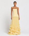 Robe longue à rosette appliquée
