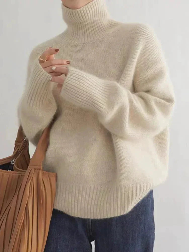 Pull à col roulé en maille souple
