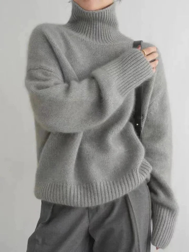 Pull à col roulé en maille effet cachemire