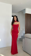 Ensemble long trois pièces en maille avec corset