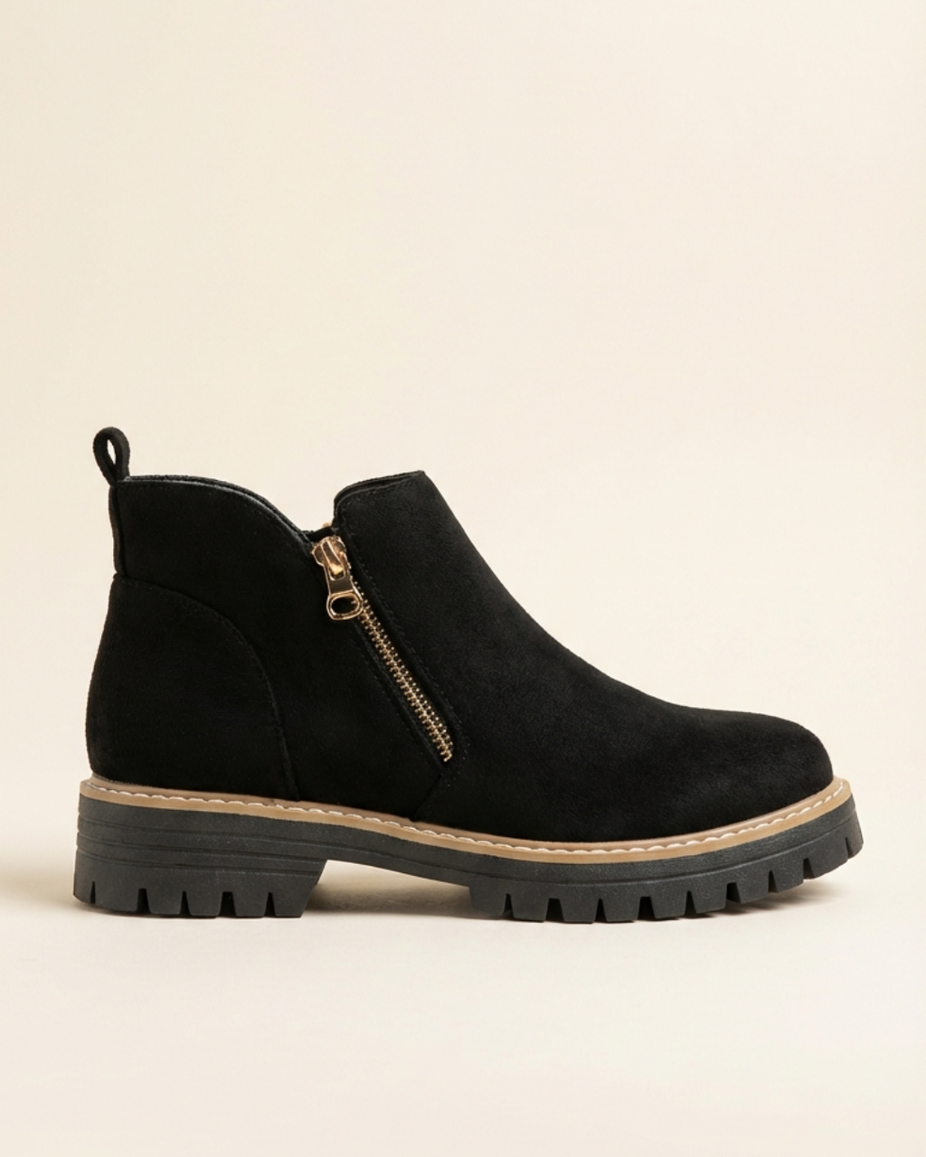 Bottines à bout rond et zip latéral