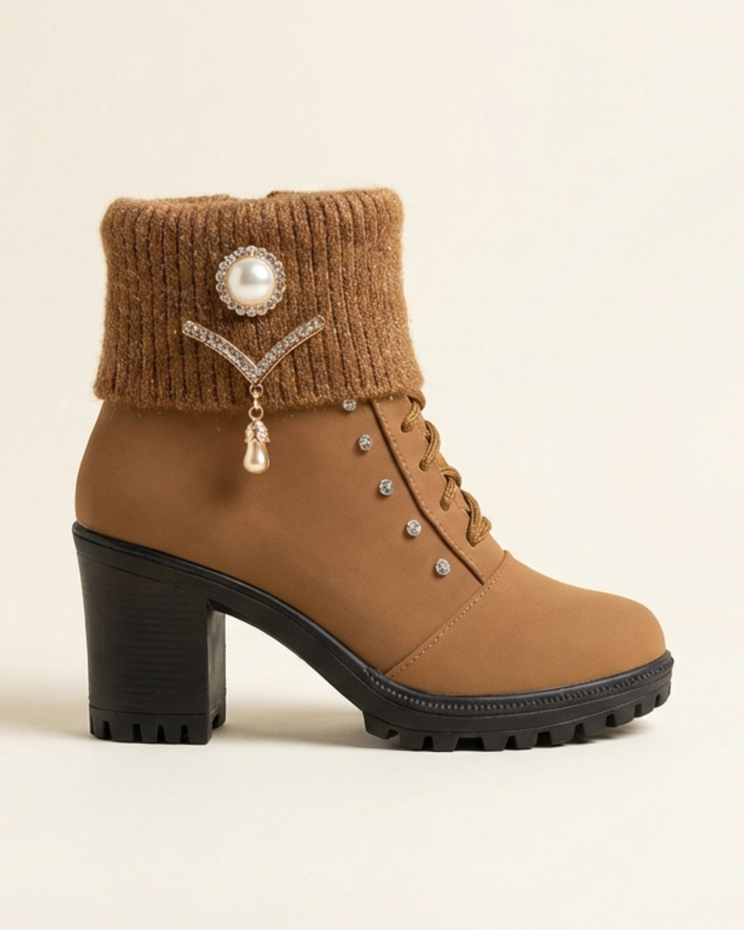 Bottes à talon large doublées