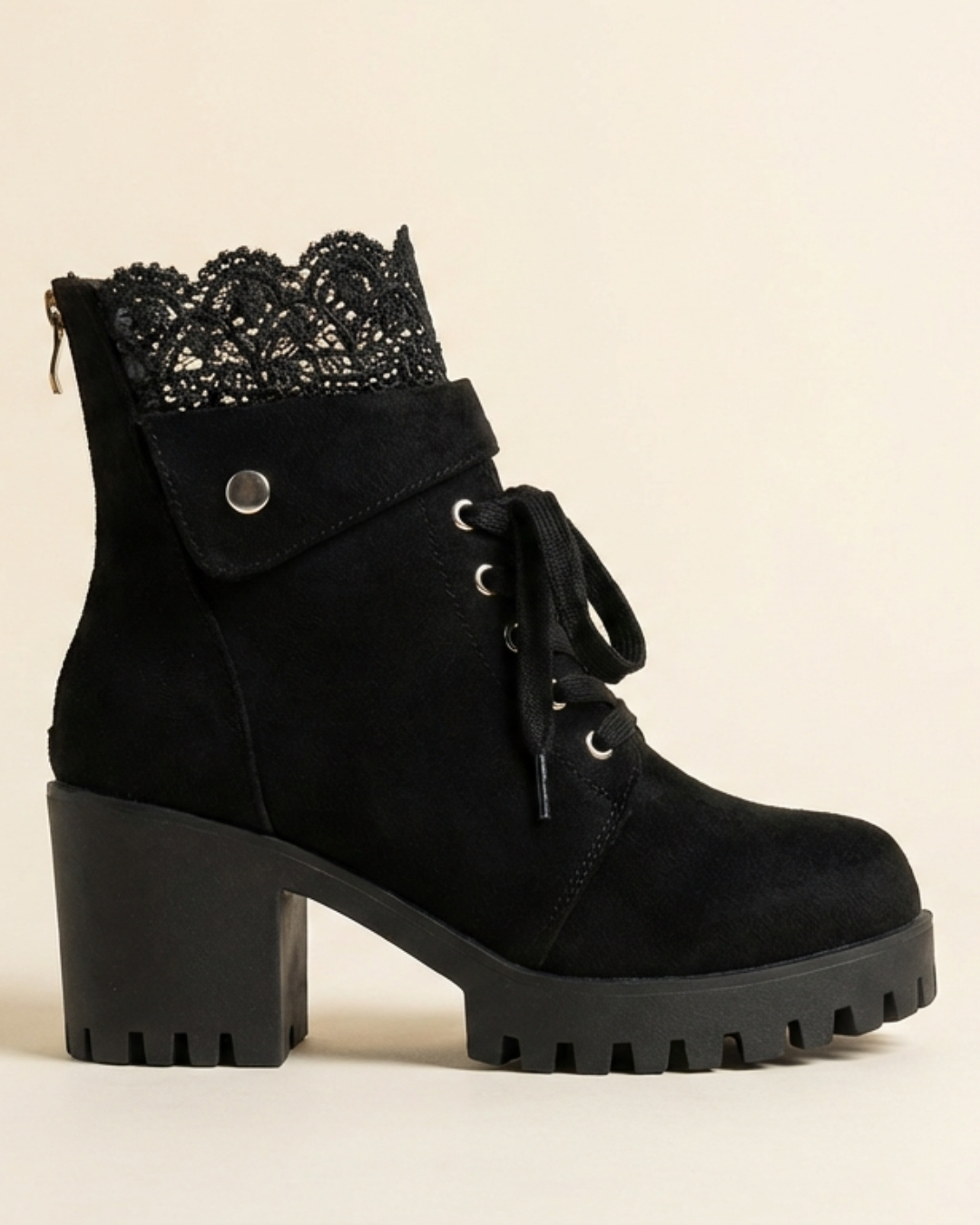 Bottines à laçage et talon large