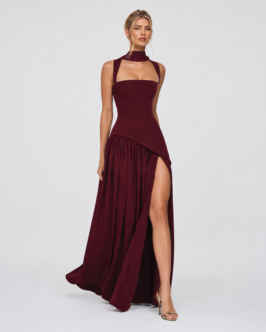 Robe longue fluide dans des tons d’automne