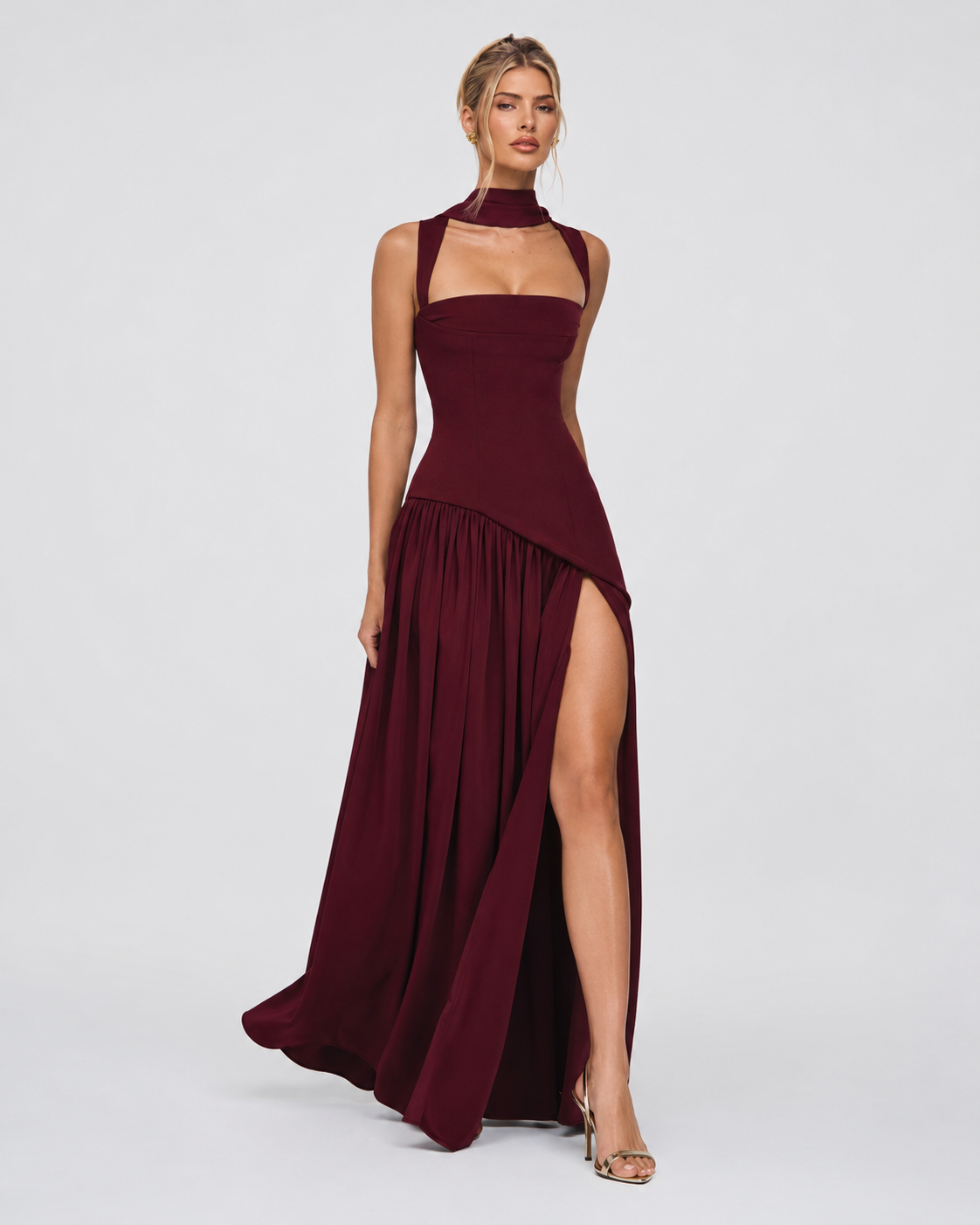 Robe longue fluide dans des tons d’automne