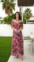 Vestido largo elegante con escote en V y caída ligera
