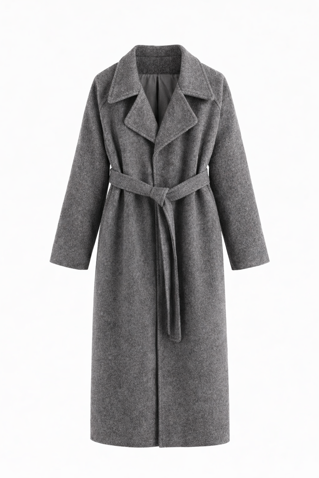 Manteau long droit à ceinture amovible
