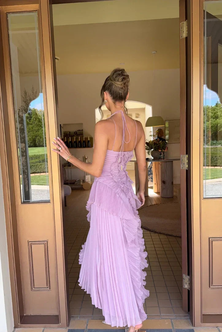 Robe à volants dans un ton parme