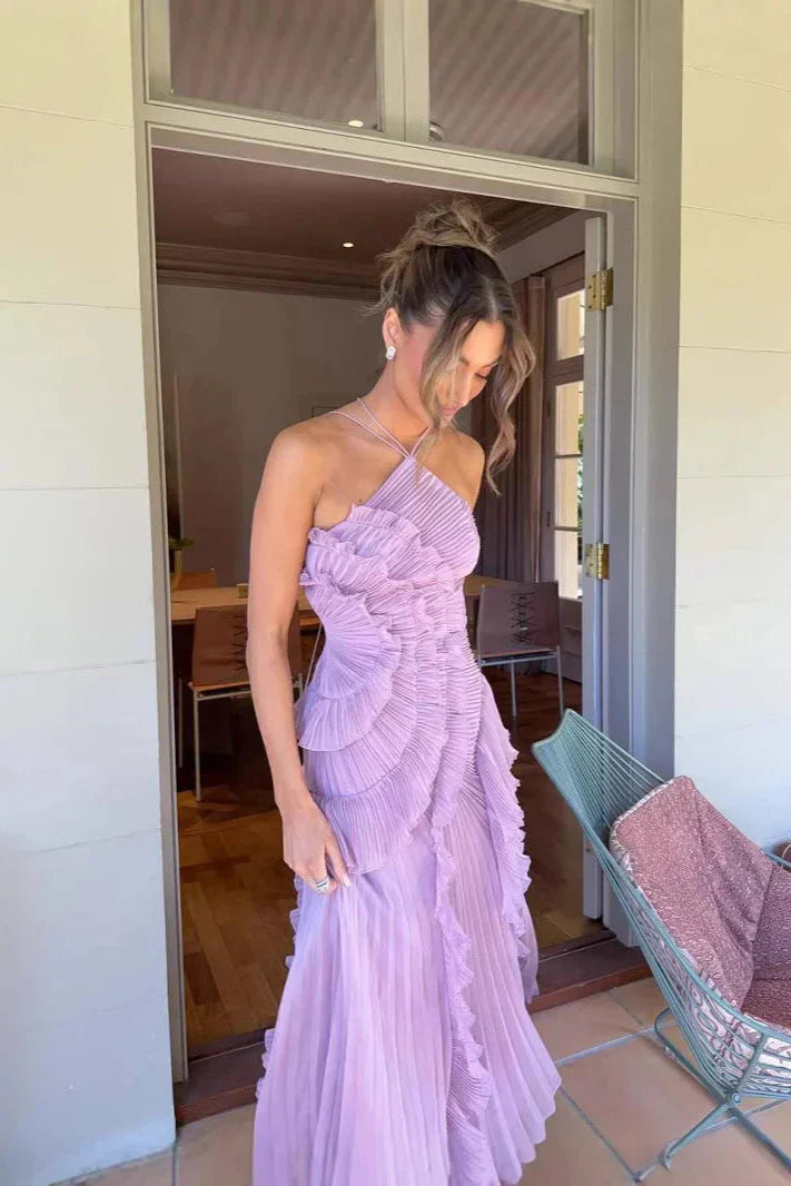 Robe à volants dans un ton parme