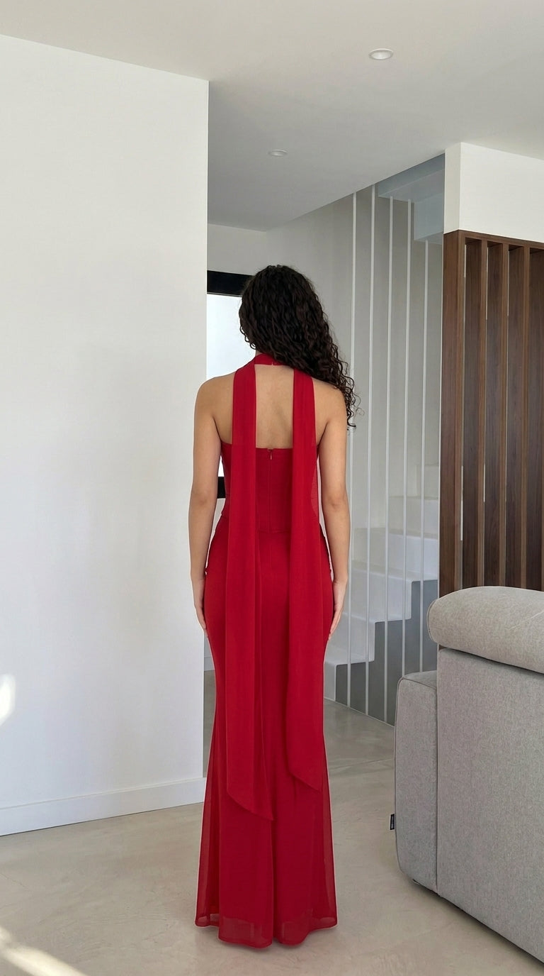 Ensemble long trois pièces en maille avec corset