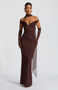 Robe longue bustier à jupe fluide
